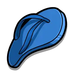 Blue flip-flop symbol in Le Sortudo